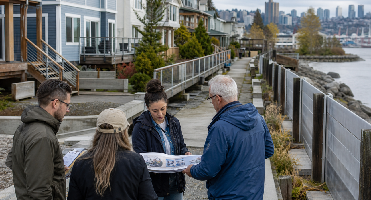 Coastal neighborhood resilience planning near a seawall