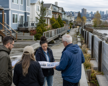 Coastal neighborhood resilience planning near a seawall