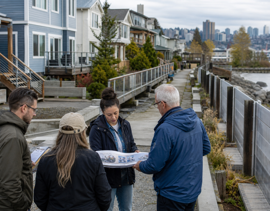 Coastal neighborhood resilience planning near a seawall